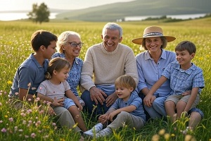 Family in meadow 300 200 Dementia Family having holiday